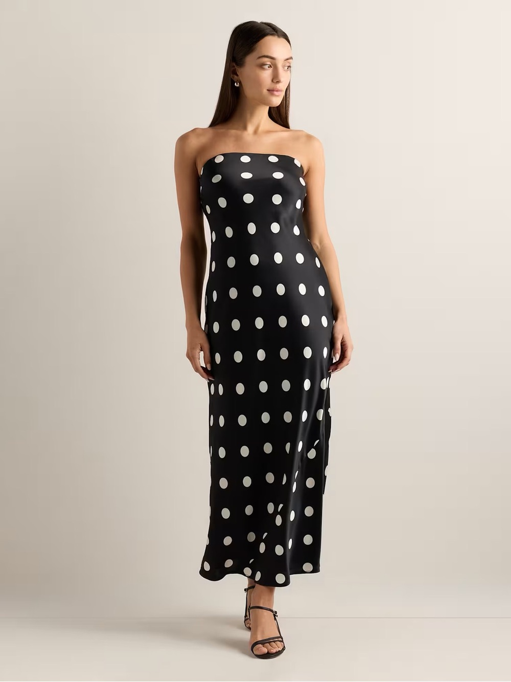 NWT QUINCE 100% Washable Silk Strapless Midi Dress
